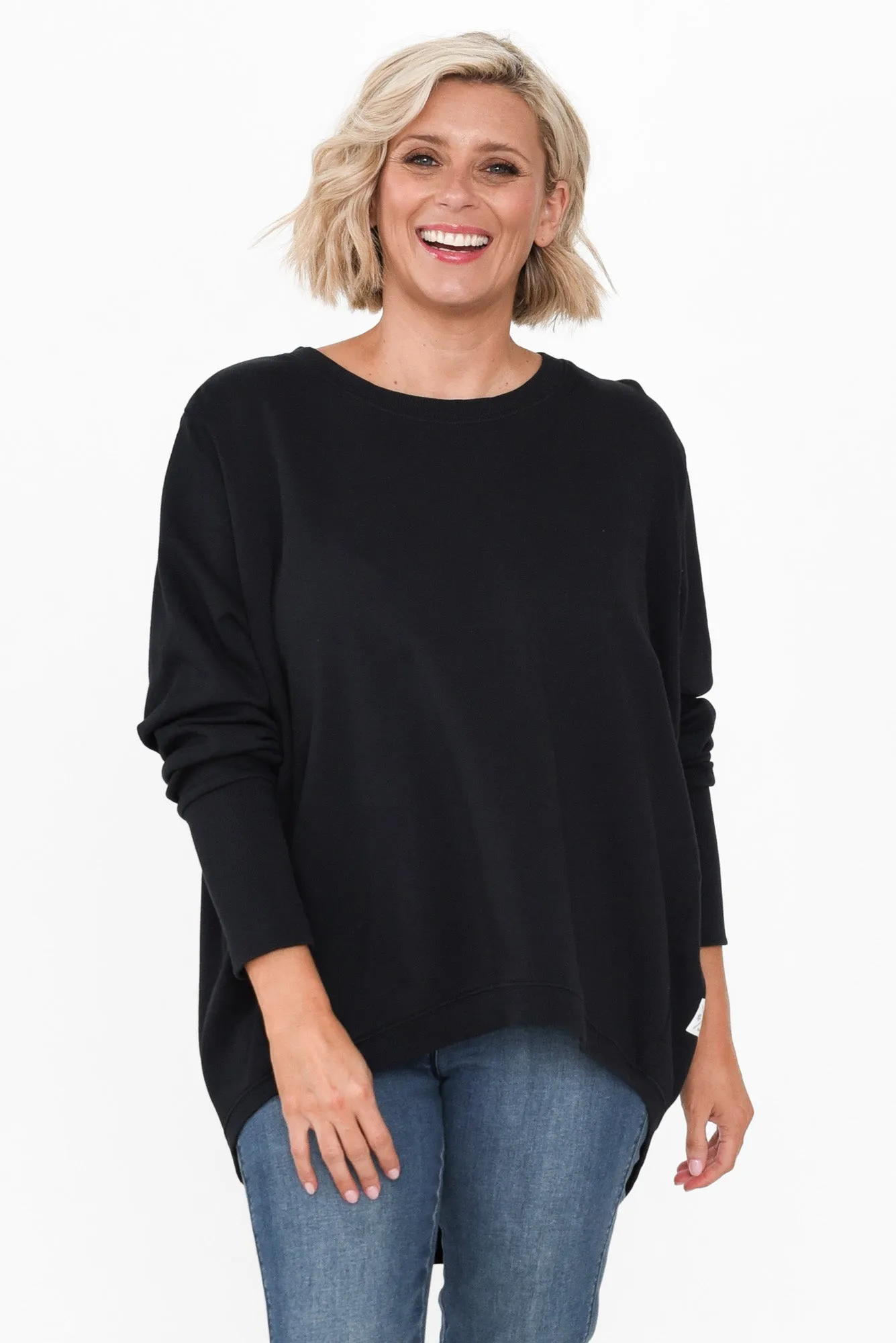 Divine Black Cotton Crew Sweatshirt sold by Blue Bungalow