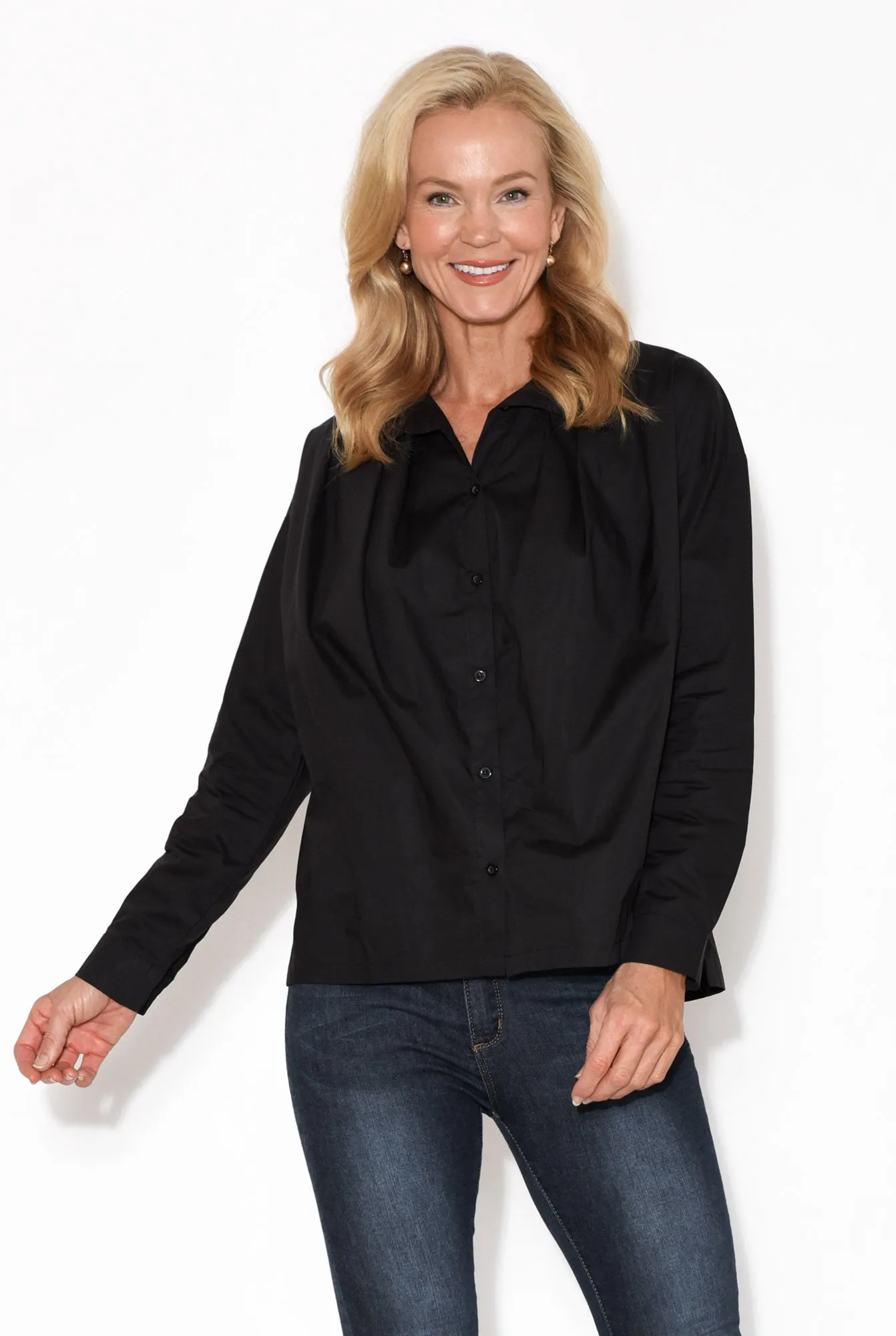 Atticus Black Cotton Shirt sold by Blue Bungalow