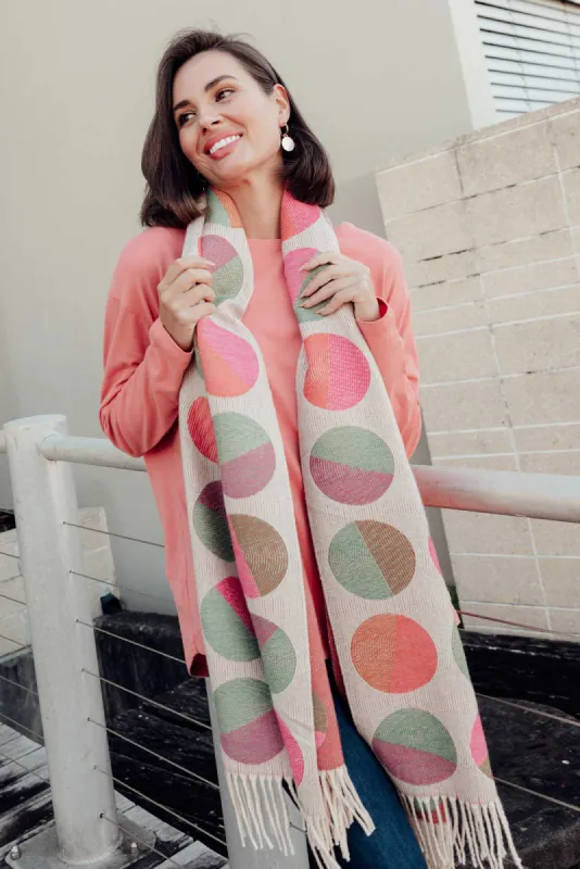 Kindra Pink Geo Tassel Scarf sold by Blue Bungalow