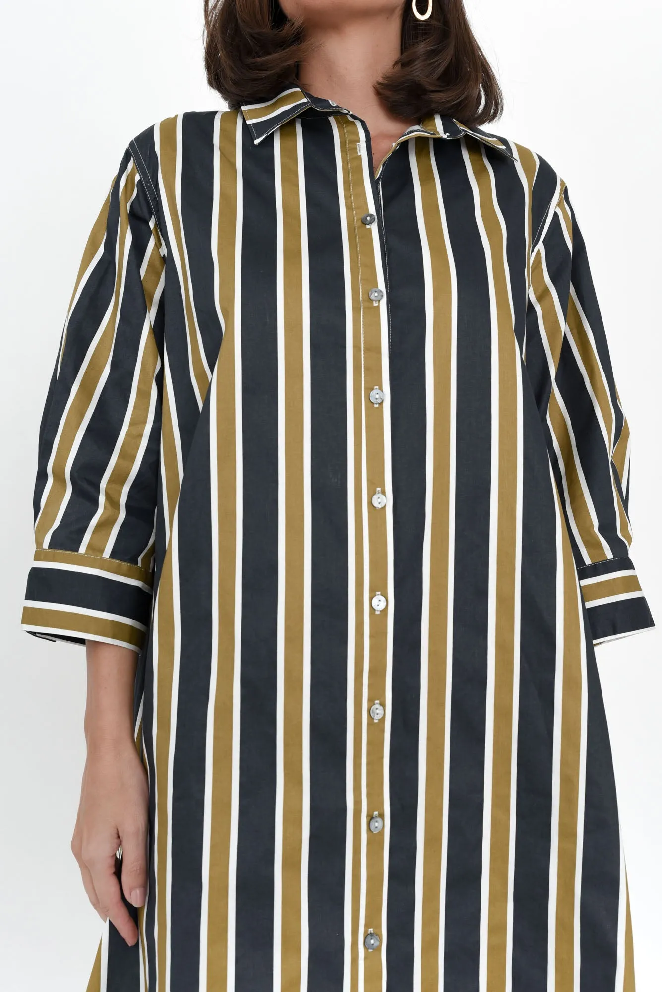Violeta Navy Stripe Cotton Shirt Dress sold by Blue Bungalow product image thumbnail 5