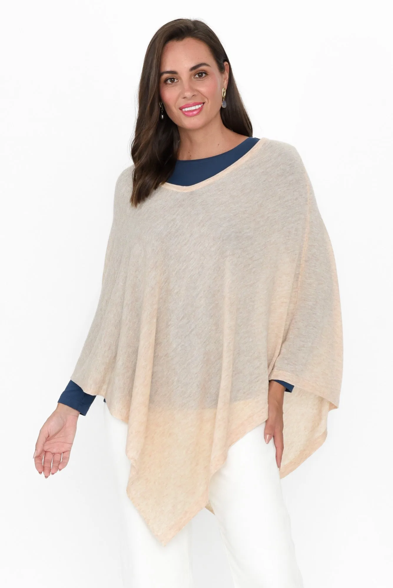 Haly Oat Wool Blend Poncho sold by Blue Bungalow