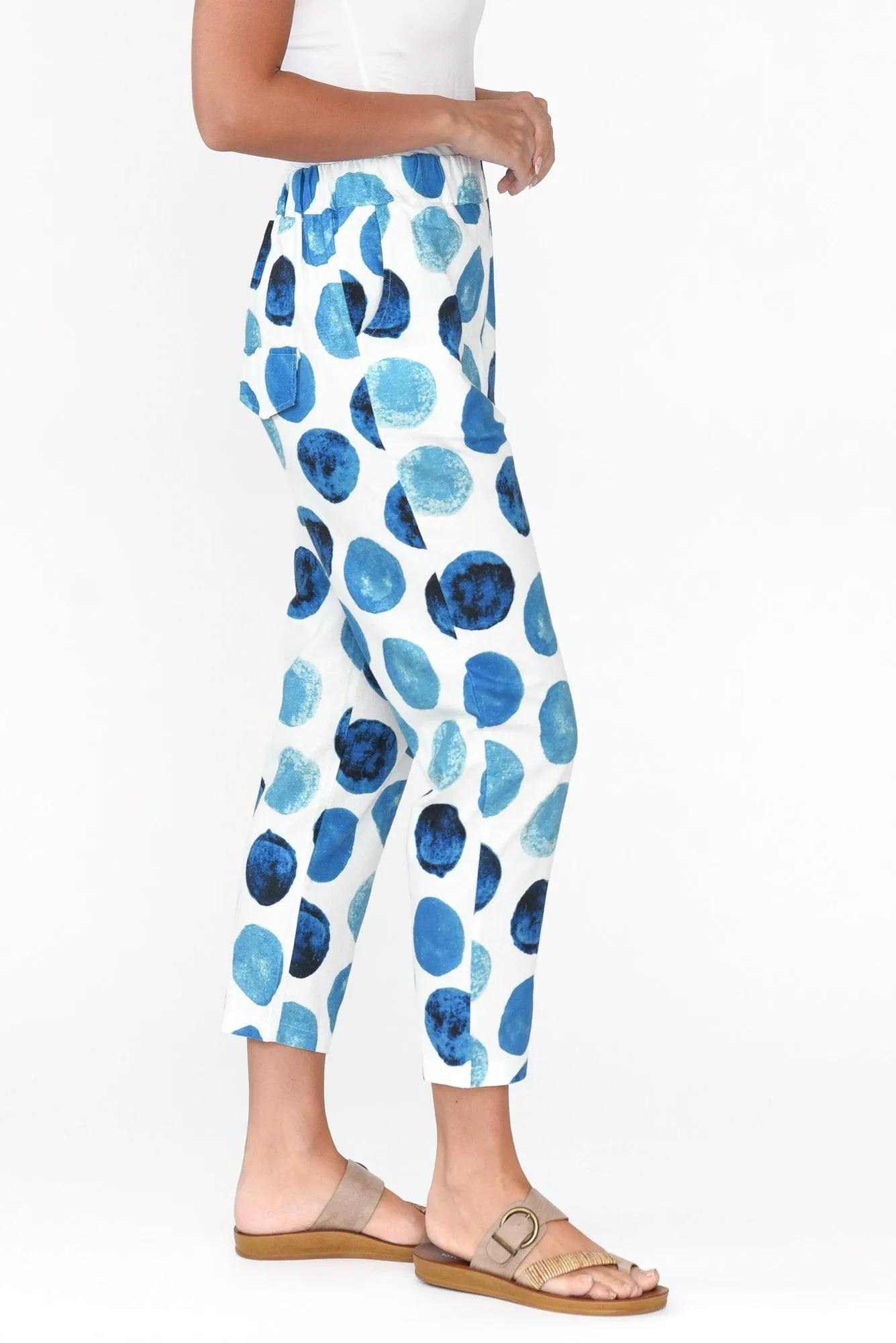 Jacqui Blue Spot Linen Pants sold by Blue Bungalow product image thumbnail 3