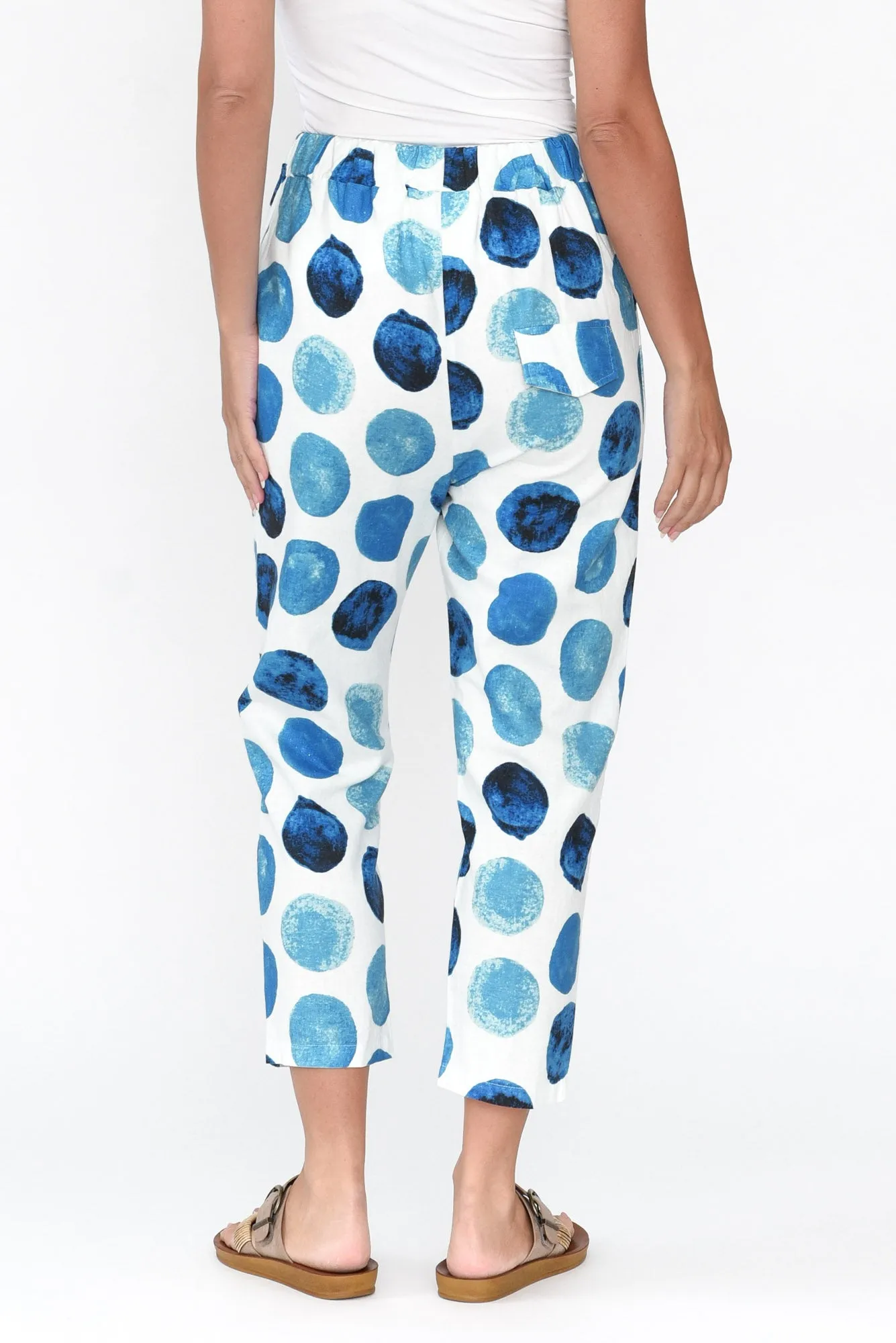 Jacqui Blue Spot Linen Pants sold by Blue Bungalow product image thumbnail 4