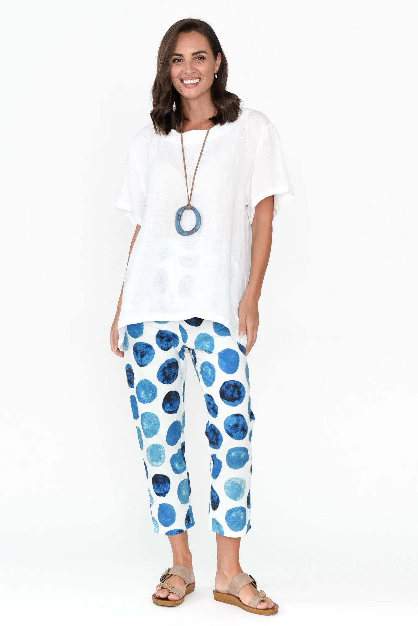Jacqui Blue Spot Linen Pants sold by Blue Bungalow product image thumbnail 2