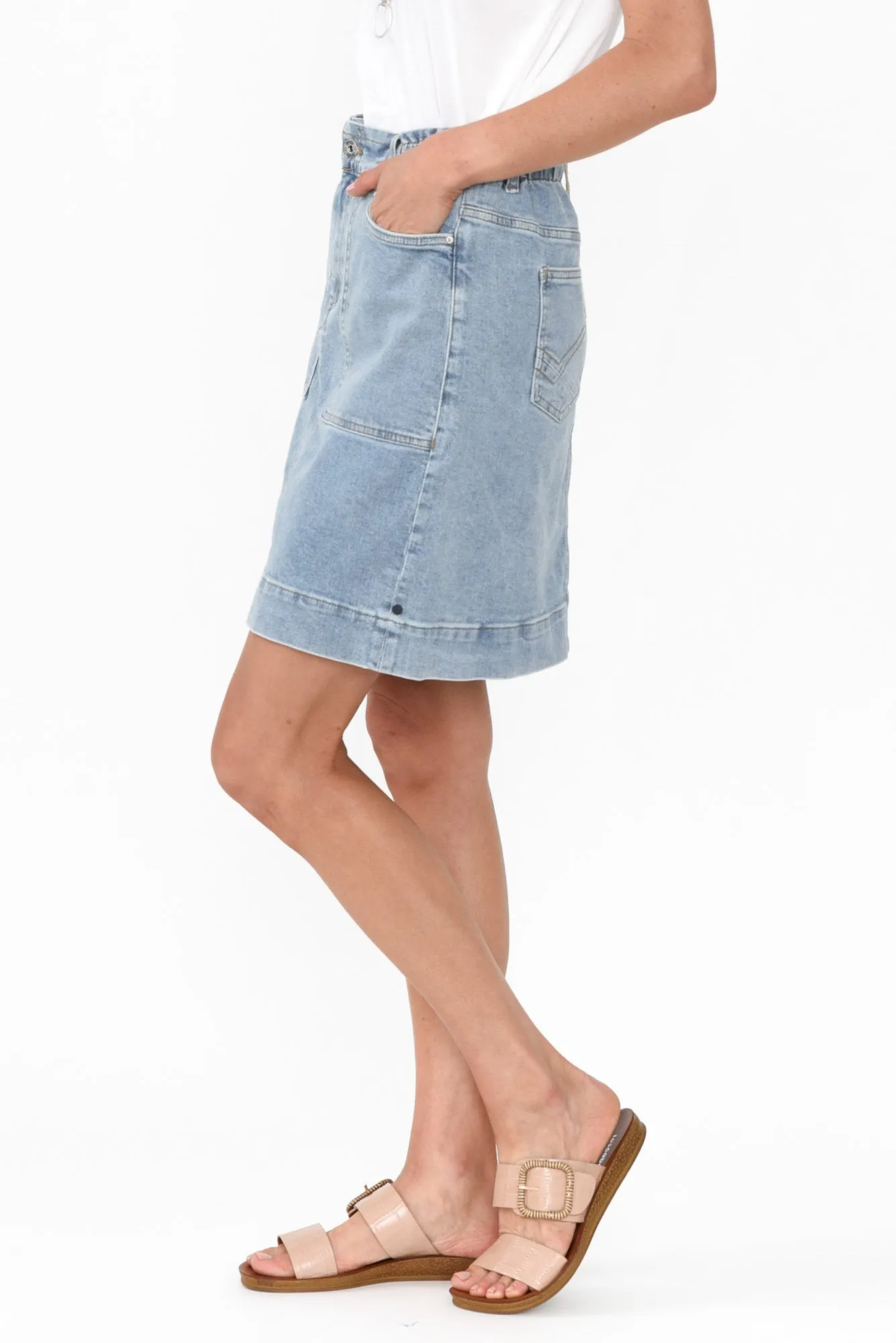 Atlas Blue Denim Stretch Skirt sold by Blue Bungalow product image thumbnail 3
