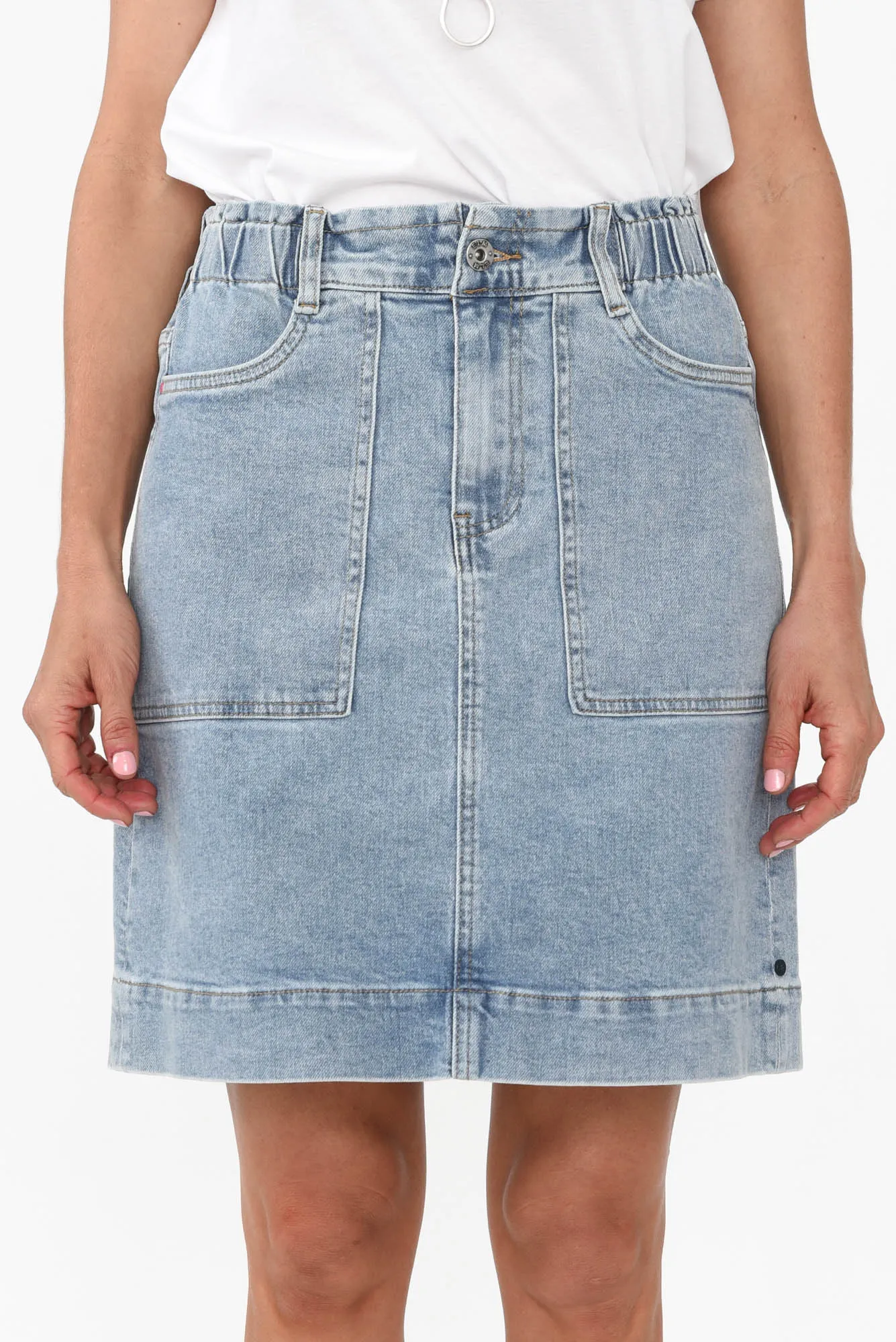 Atlas Blue Denim Stretch Skirt sold by Blue Bungalow product image thumbnail 5