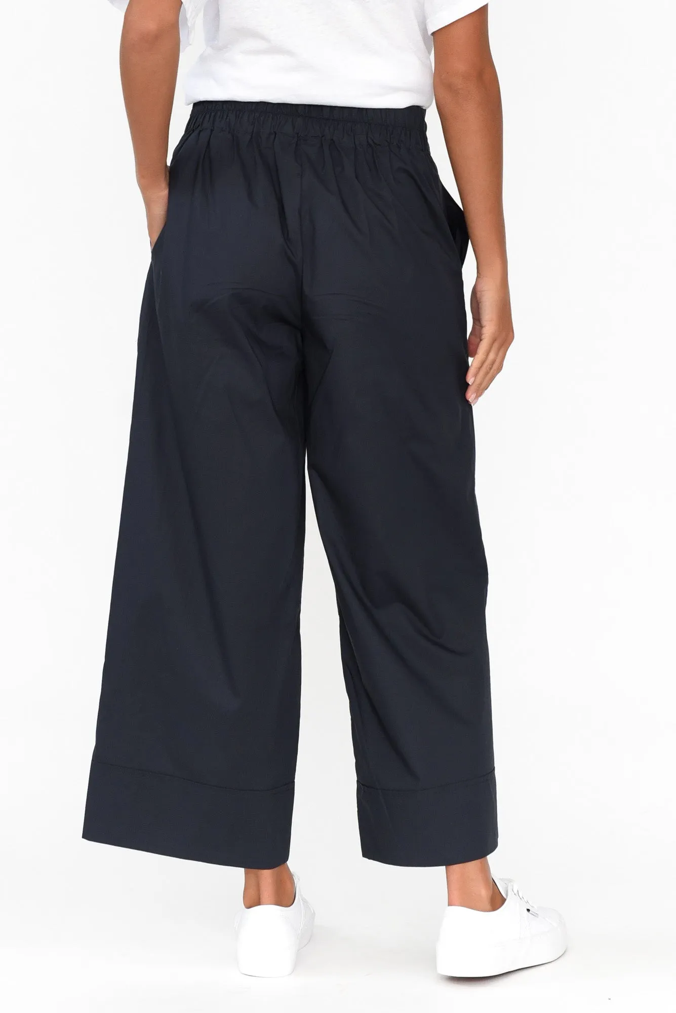 Bradie Navy Cotton Wide Leg Pants sold by Blue Bungalow product image thumbnail 5