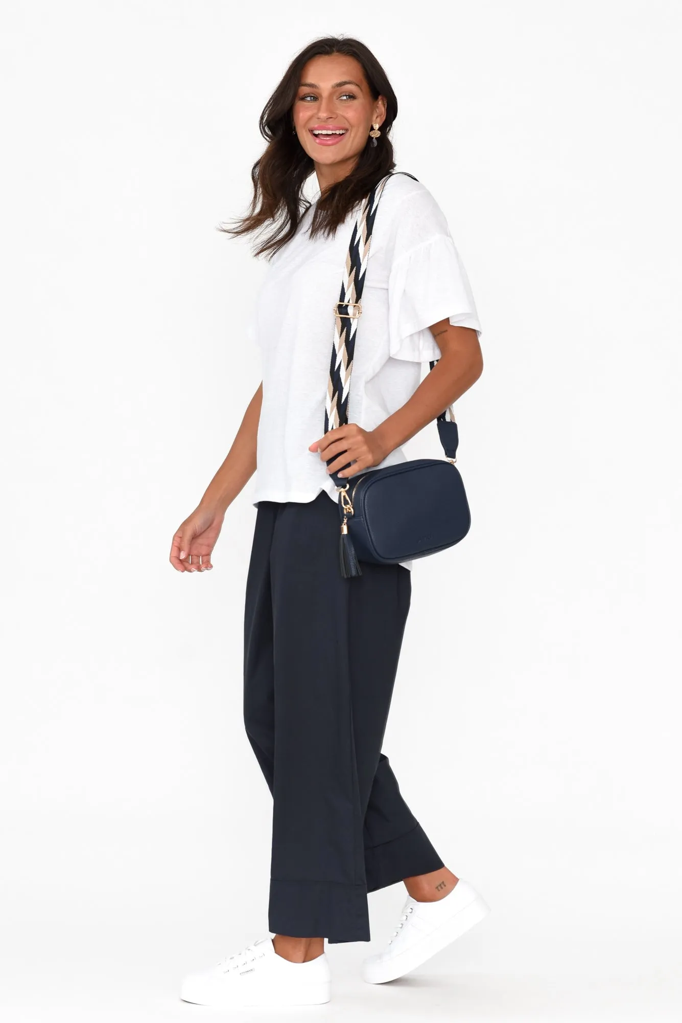 Bradie Navy Cotton Wide Leg Pants sold by Blue Bungalow product image thumbnail 2