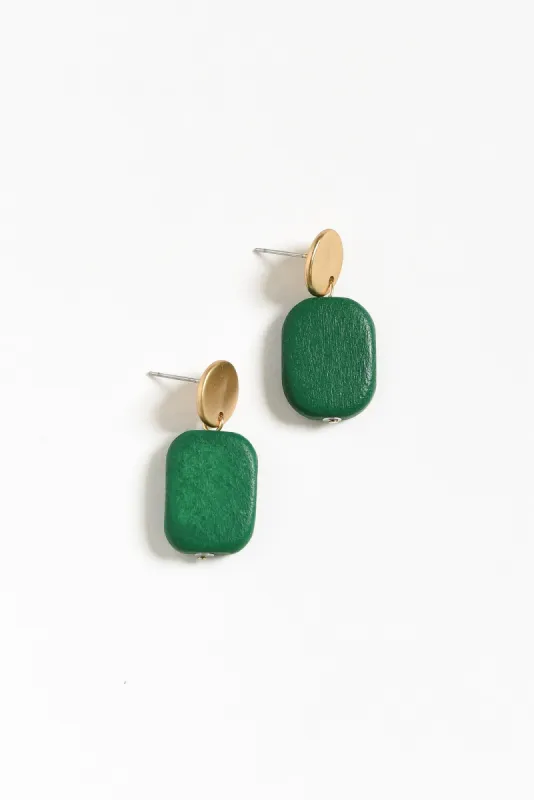 Ariel Green Rectangle Drop Earrings sold by Blue Bungalow