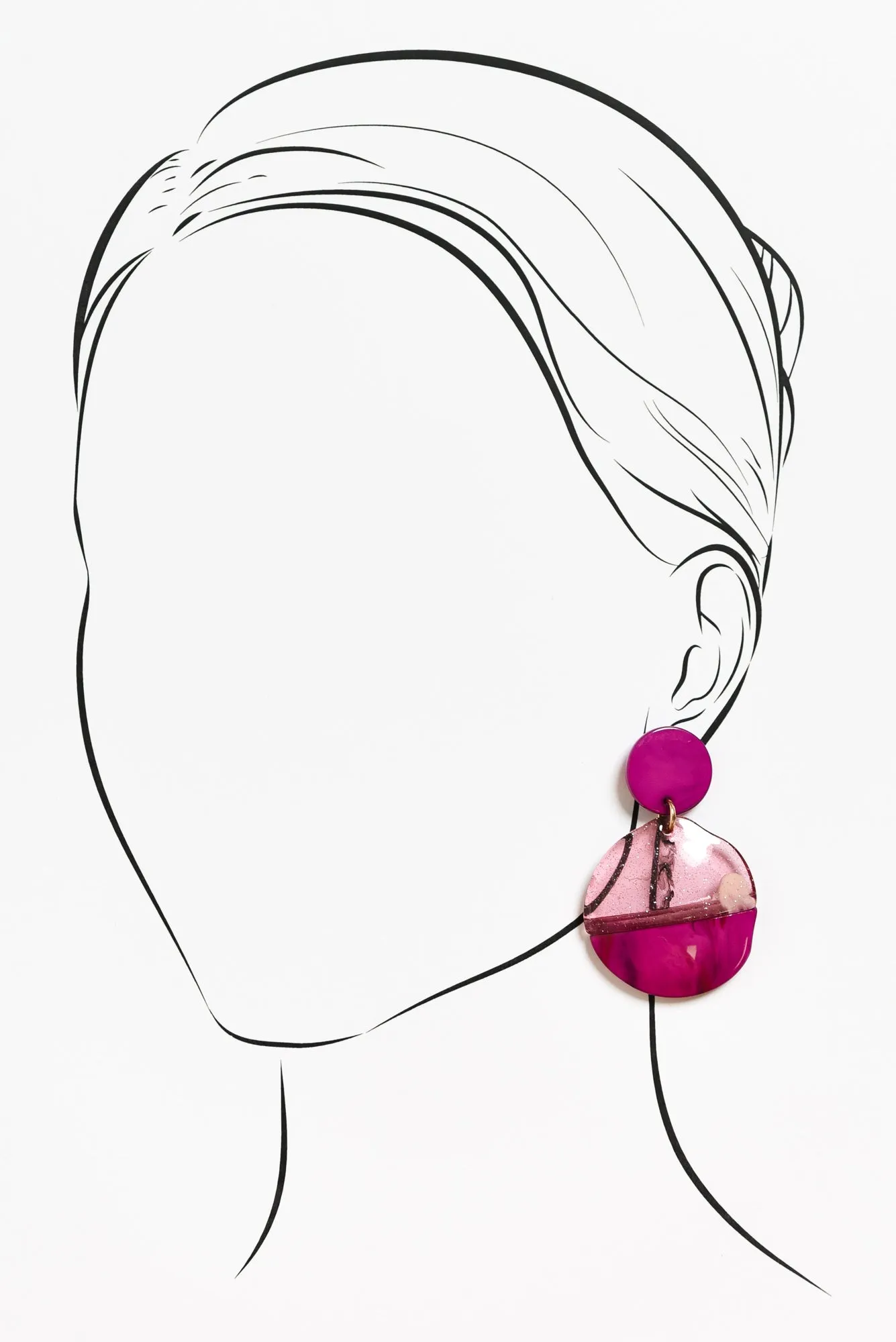 Isolde Magenta Glitter Circle Earrings sold by Blue Bungalow product image thumbnail 2