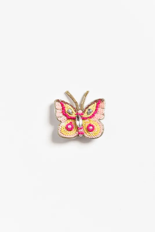 Desirae Pink Butterfly Beaded Brooch sold by Blue Bungalow