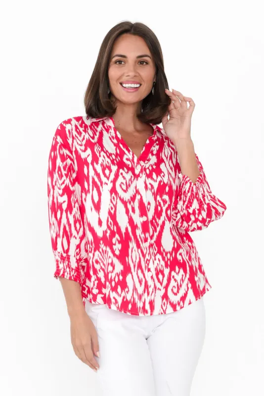 Jemima Pink Ikat Shirt sold by Blue Bungalow