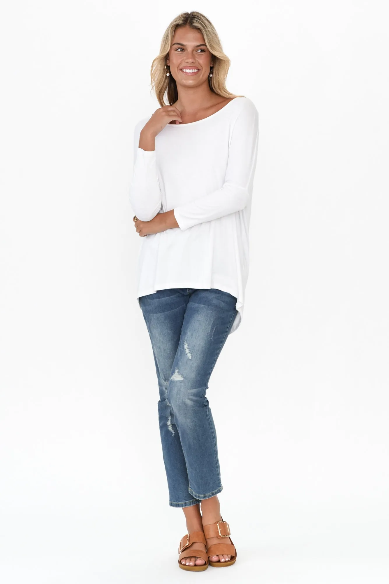 White Milan 3/4 Sleeve Top sold by Blue Bungalow product image thumbnail 3