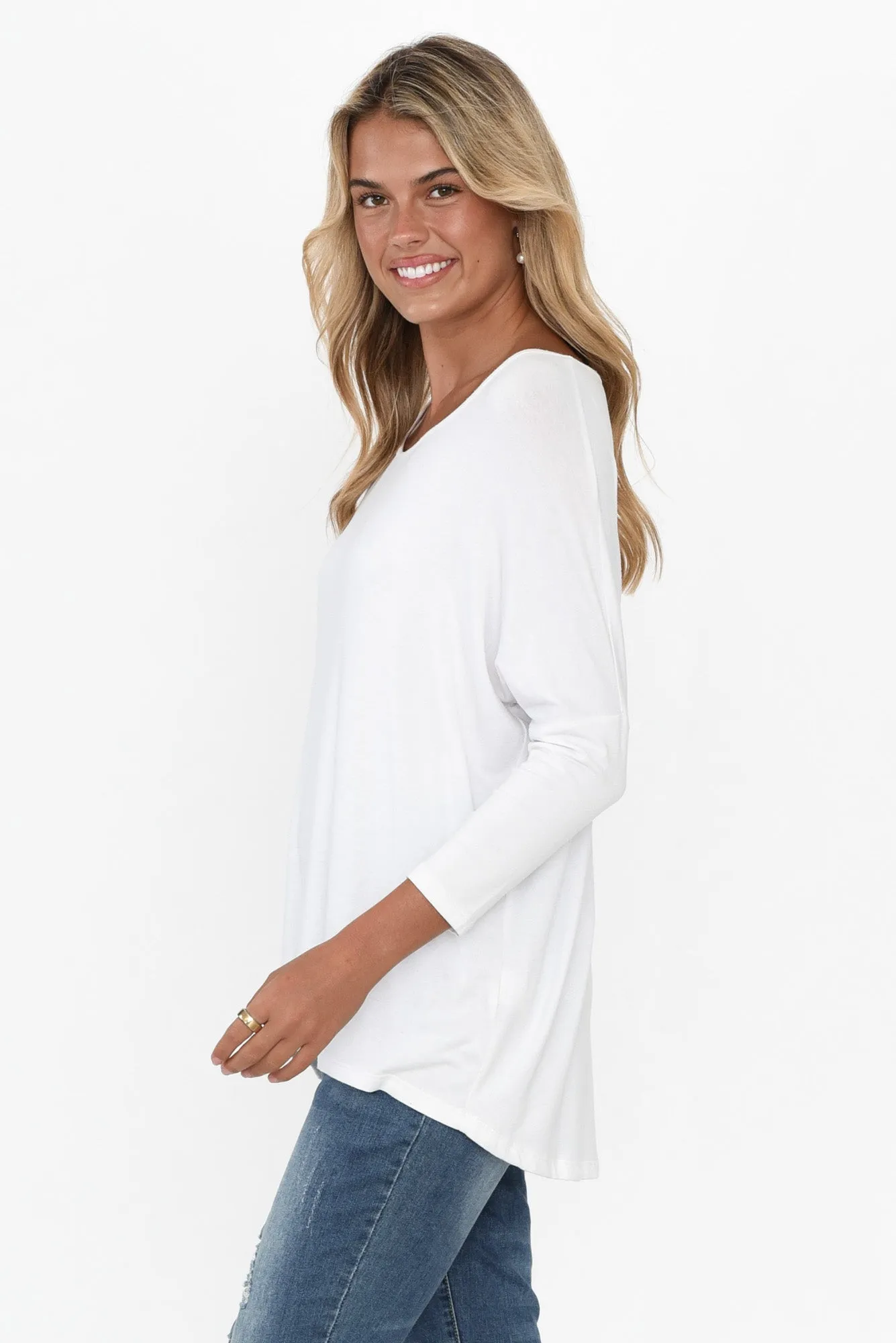 White Milan 3/4 Sleeve Top sold by Blue Bungalow product image thumbnail 4