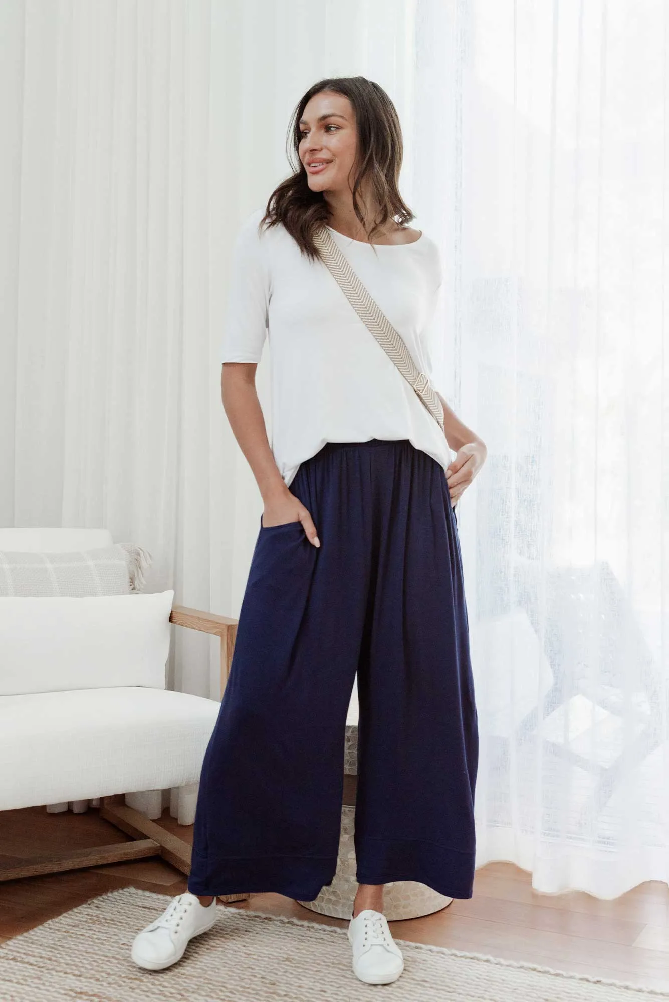 Bianca Navy Relaxed Pants sold by Blue Bungalow