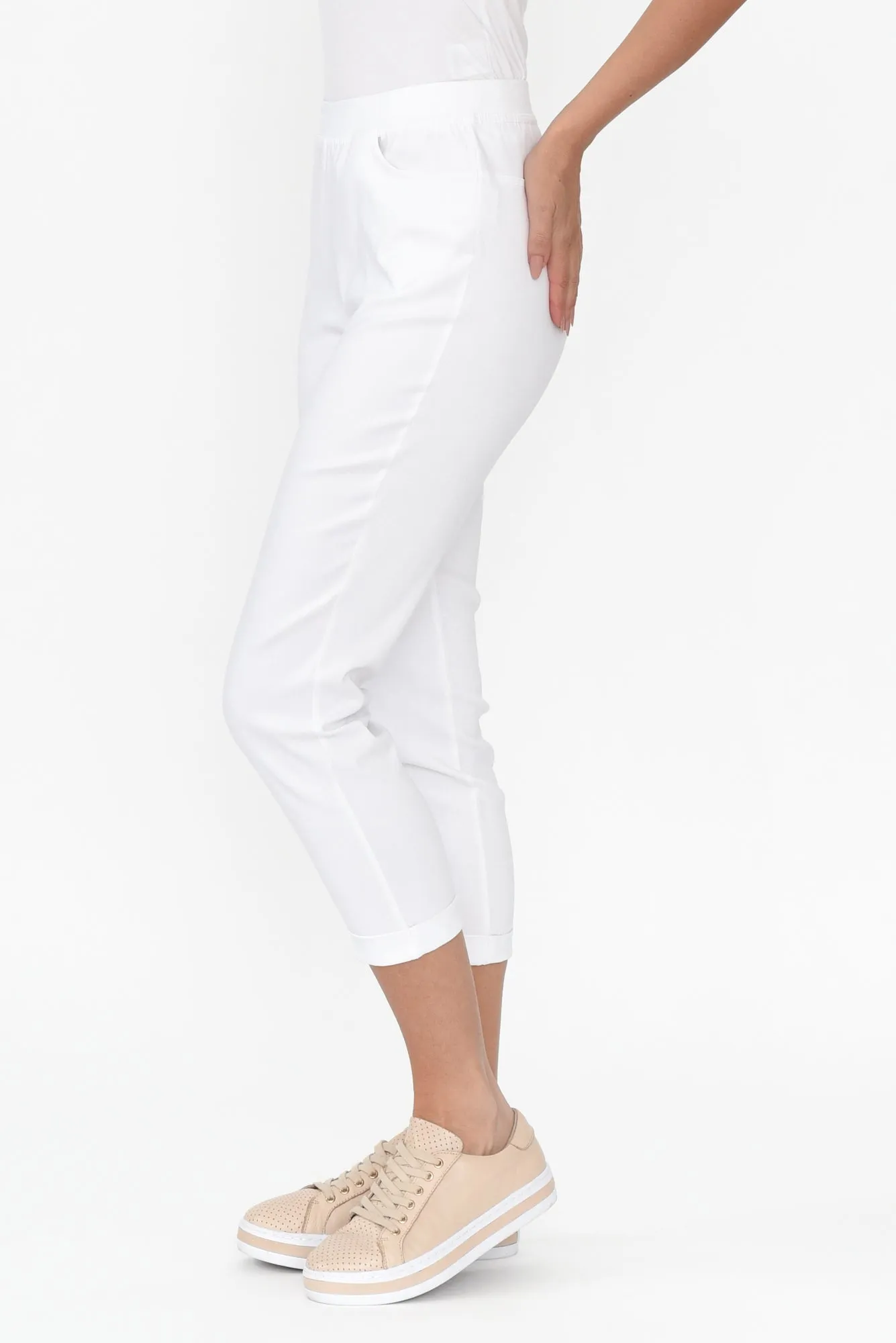 Jensen White Cotton Stretch Pants sold by Blue Bungalow product image thumbnail 4