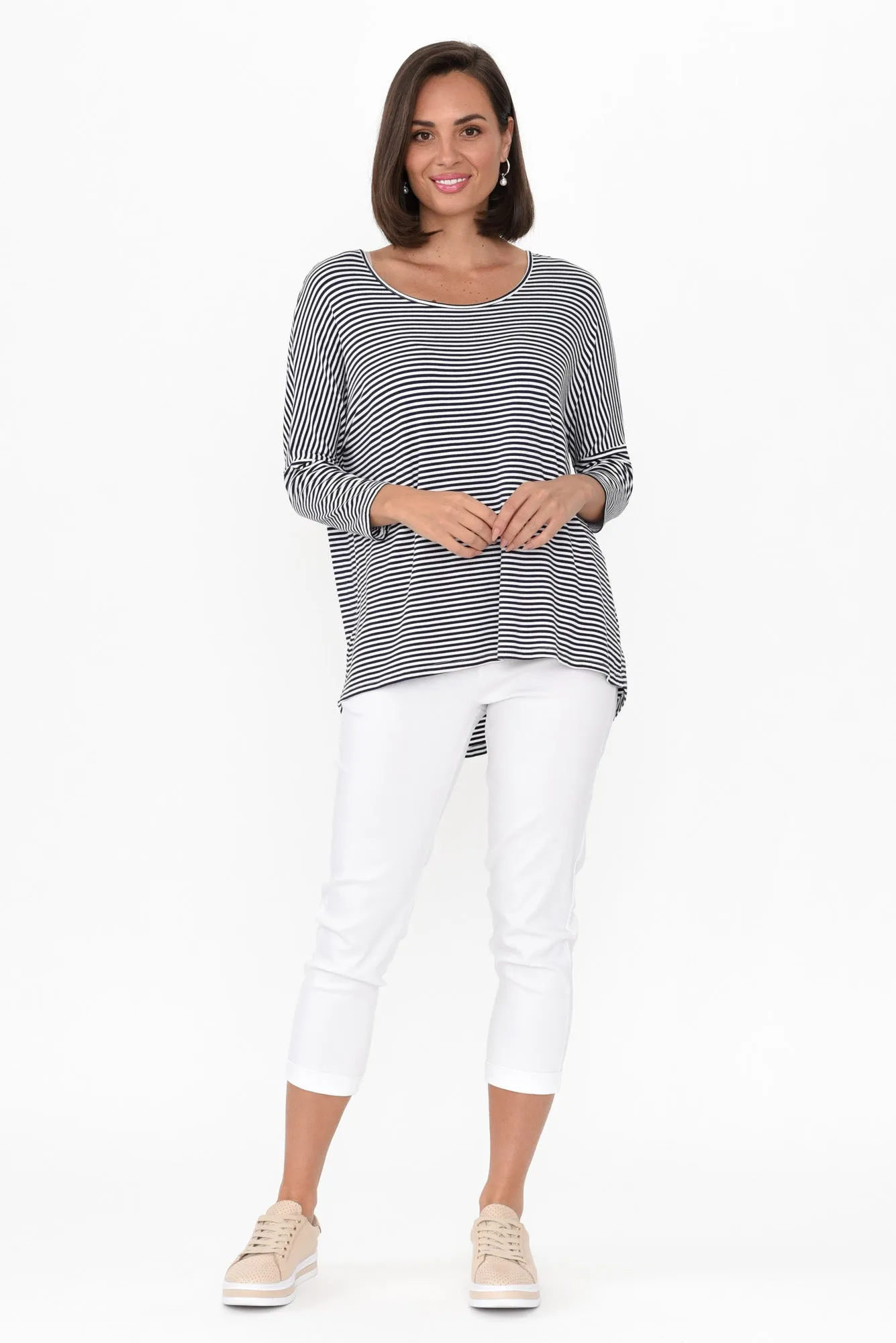 Jensen White Cotton Stretch Pants sold by Blue Bungalow product image thumbnail 3