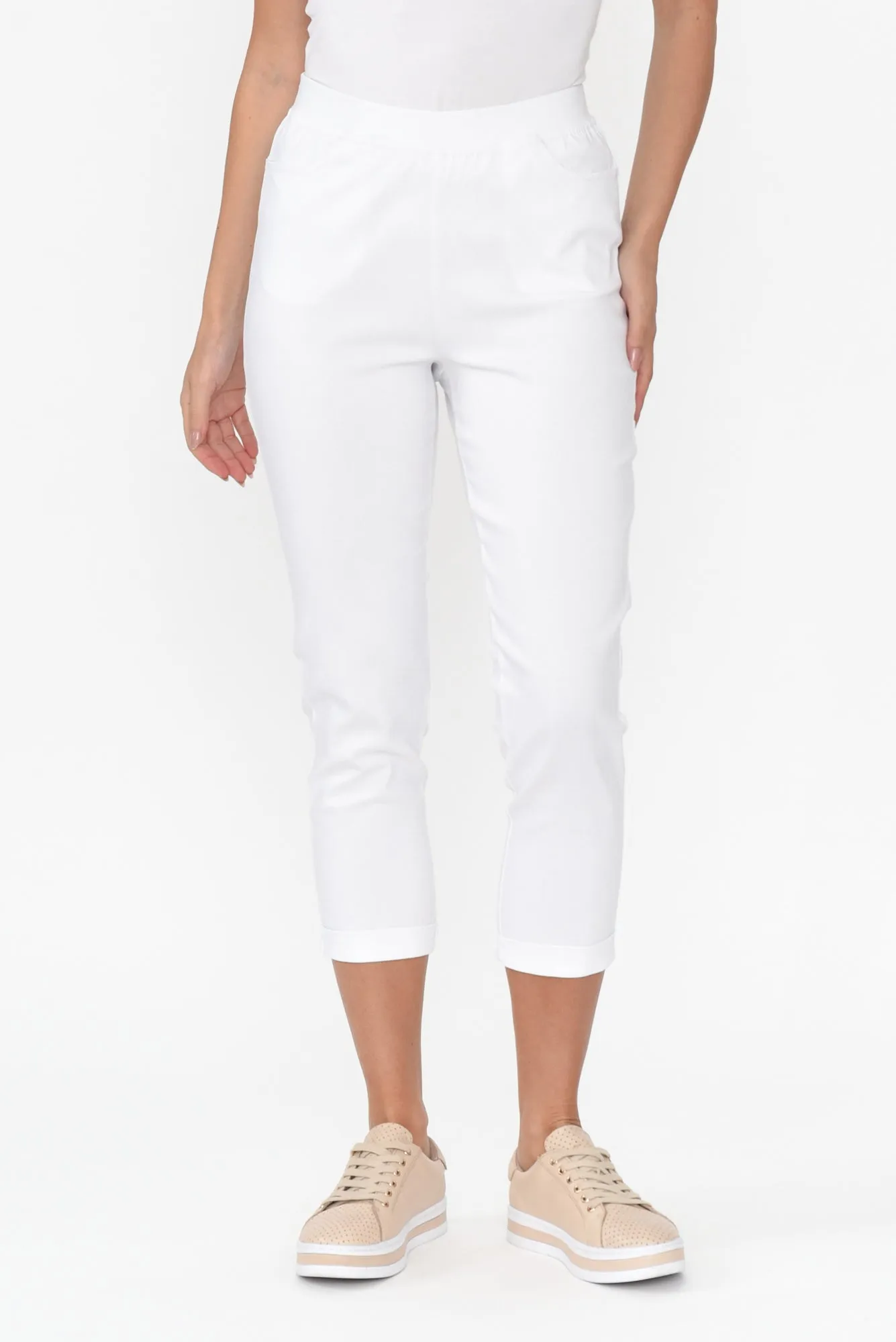 Jensen White Cotton Stretch Pants sold by Blue Bungalow product image thumbnail 2