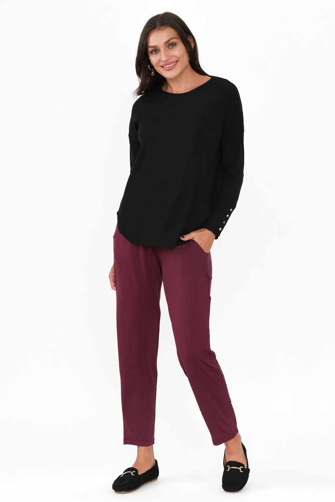 Percy Burgundy Bamboo Pocket Pants sold by Blue Bungalow product image thumbnail 2