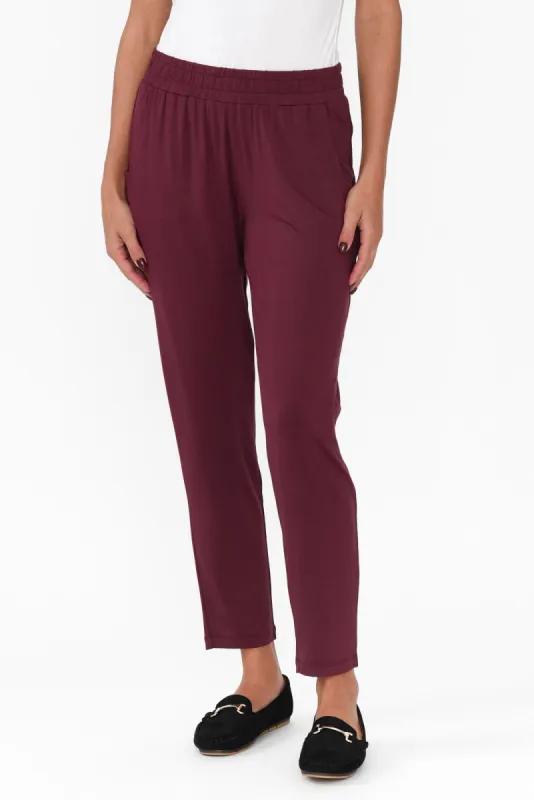 Percy Burgundy Bamboo Pocket Pants sold by Blue Bungalow