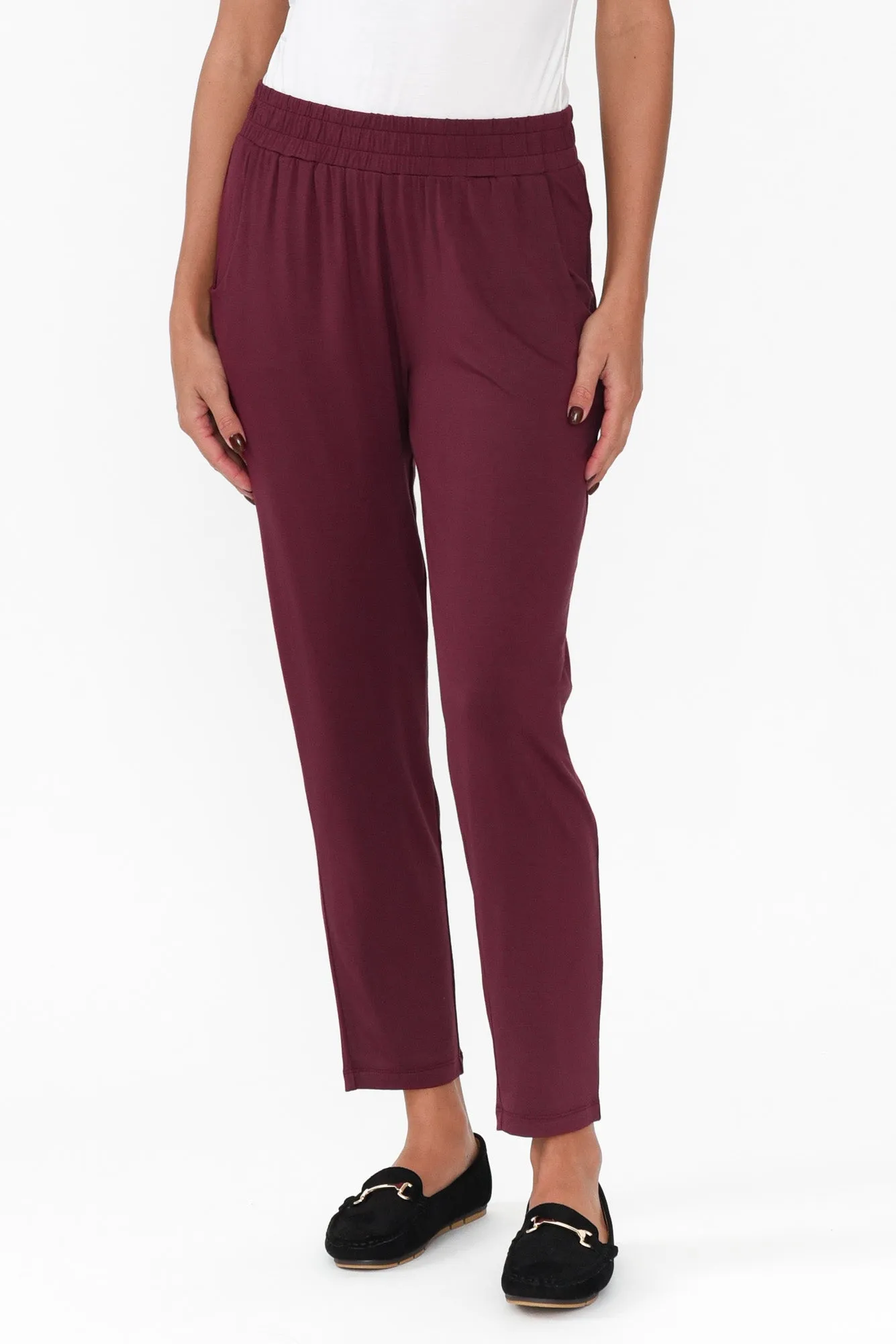Percy Burgundy Bamboo Pocket Pants sold by Blue Bungalow