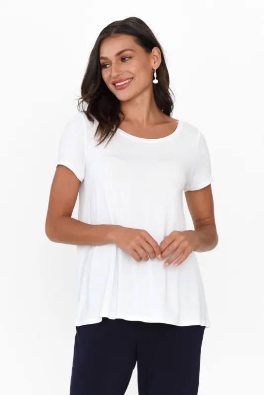 White Micro Modal Swing Tee sold by Blue Bungalow