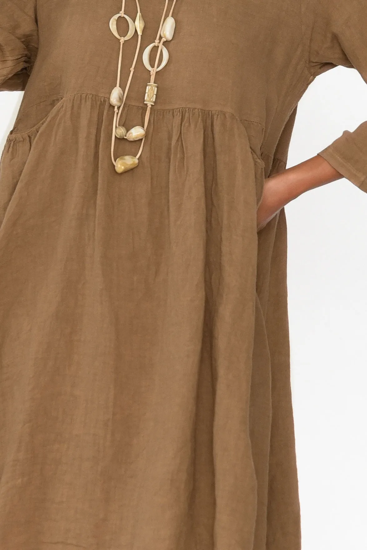 Maybelle Mocha Linen Pocket Dress sold by Blue Bungalow product image thumbnail 5