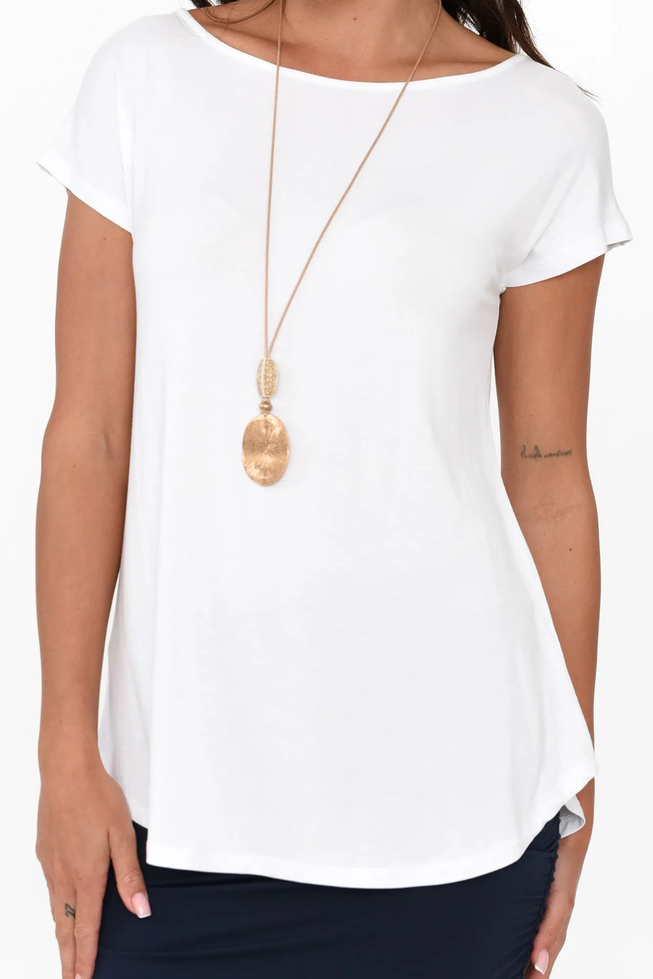Pia White Bamboo Boatneck Tee sold by Blue Bungalow product image thumbnail 5