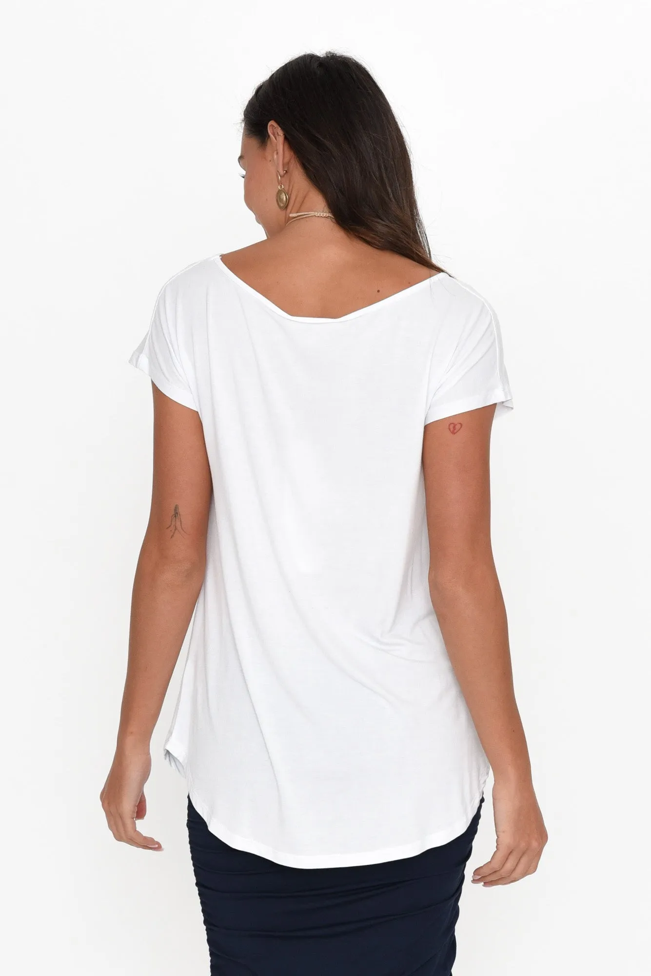 Pia White Bamboo Boatneck Tee sold by Blue Bungalow product image thumbnail 4