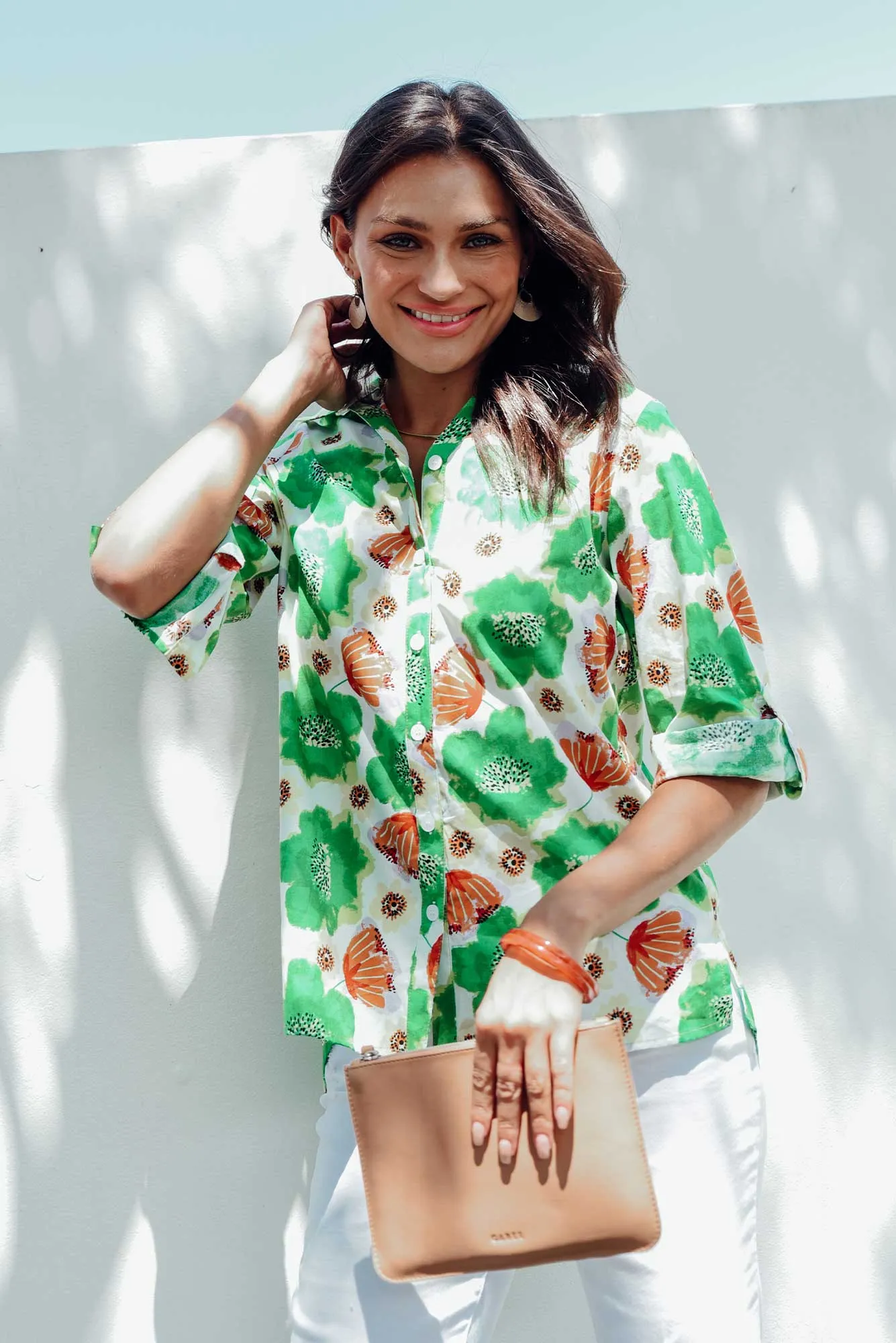 Cybelle Emerald Poppy Cotton Shirt sold by Blue Bungalow product image thumbnail 2