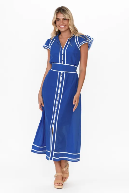 Panama Azure Blue Cotton Maxi Dress sold by Blue Bungalow