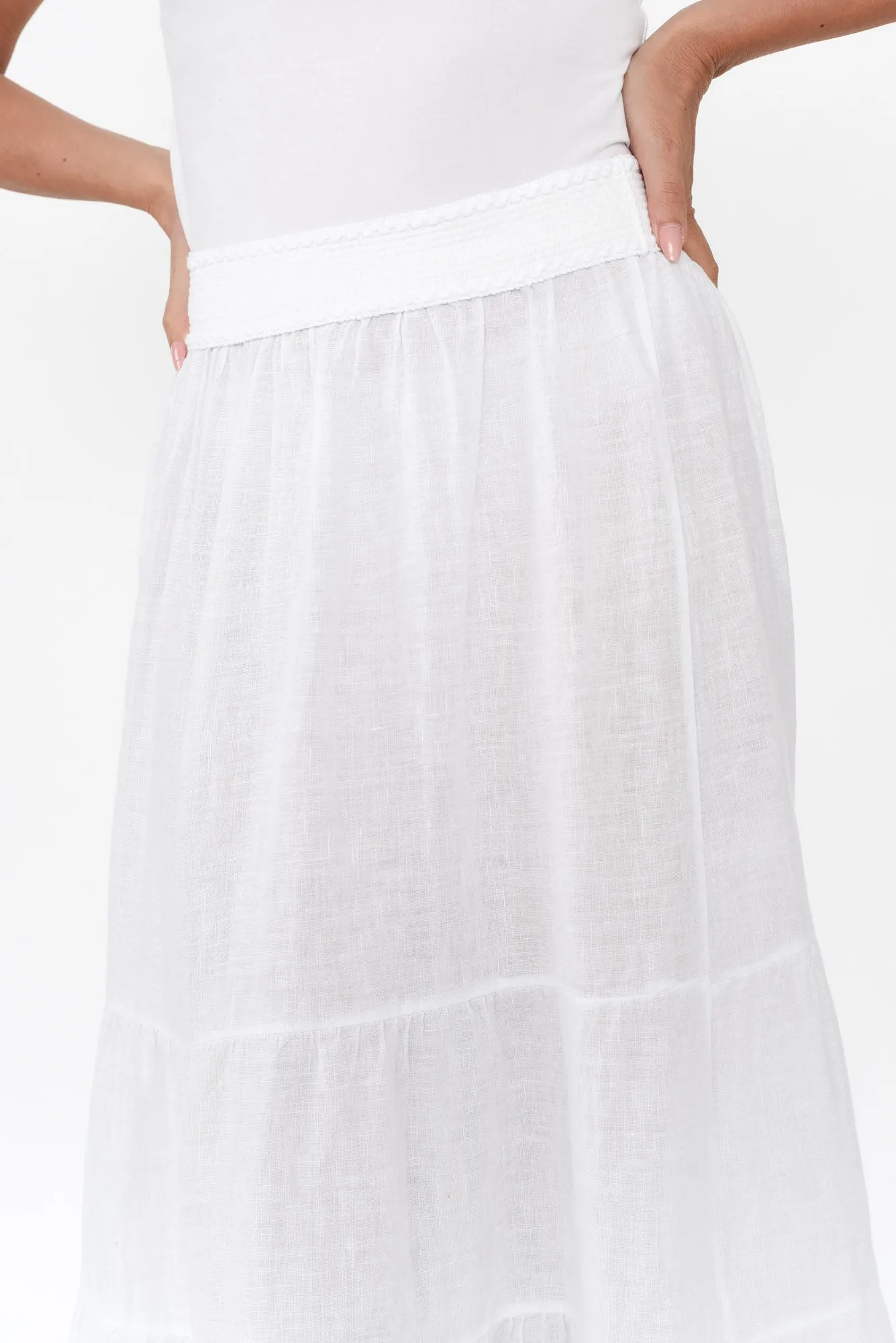 Lorelle White Linen Tiered Skirt sold by Blue Bungalow product image thumbnail 3