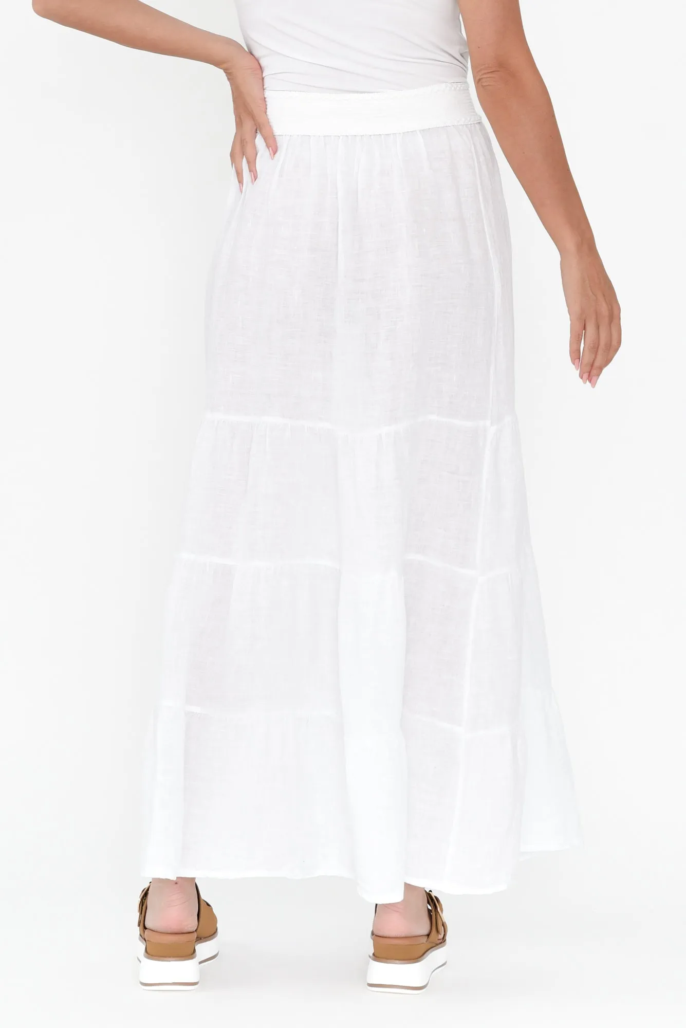 Lorelle White Linen Tiered Skirt sold by Blue Bungalow product image thumbnail 5
