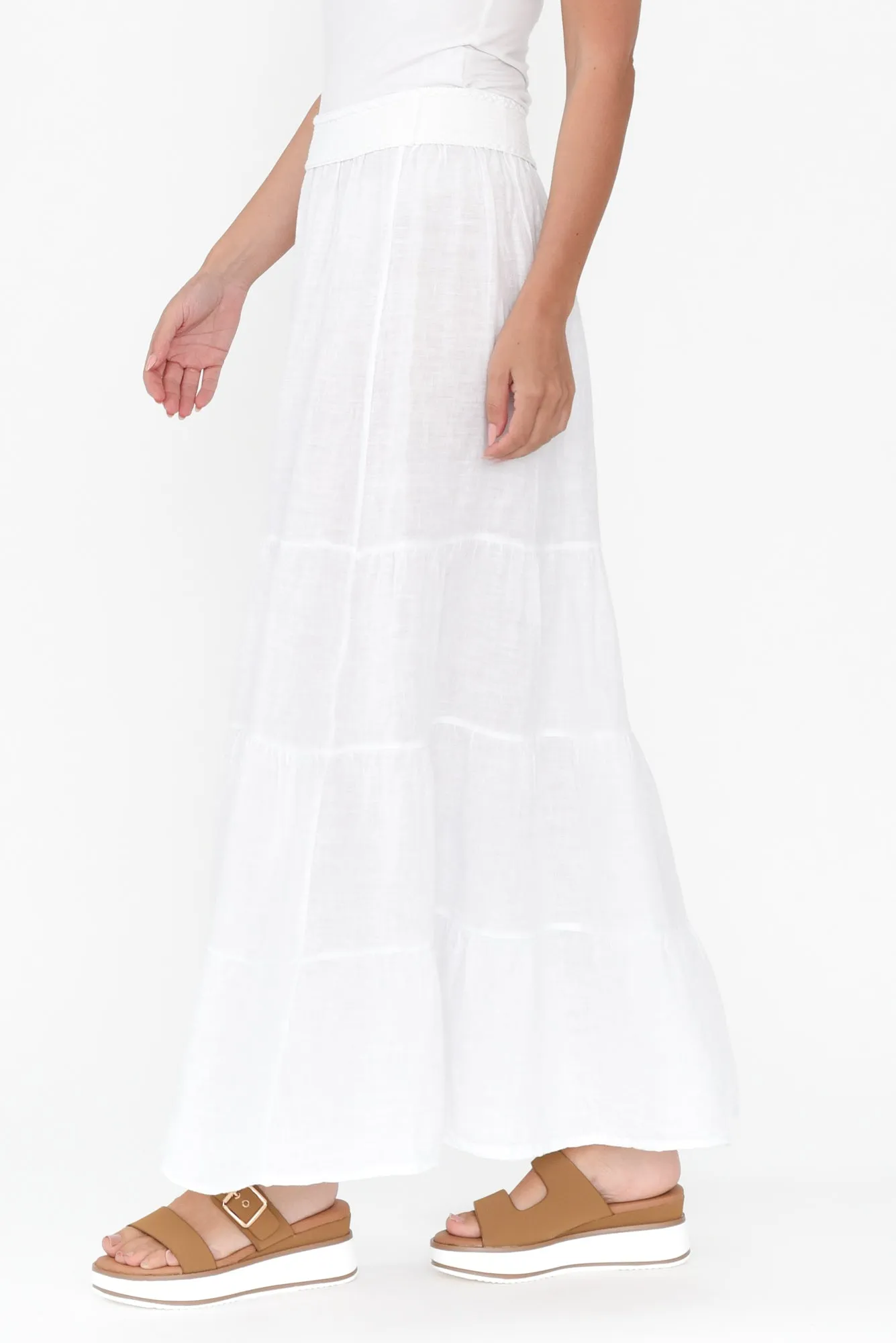 Lorelle White Linen Tiered Skirt sold by Blue Bungalow product image thumbnail 4
