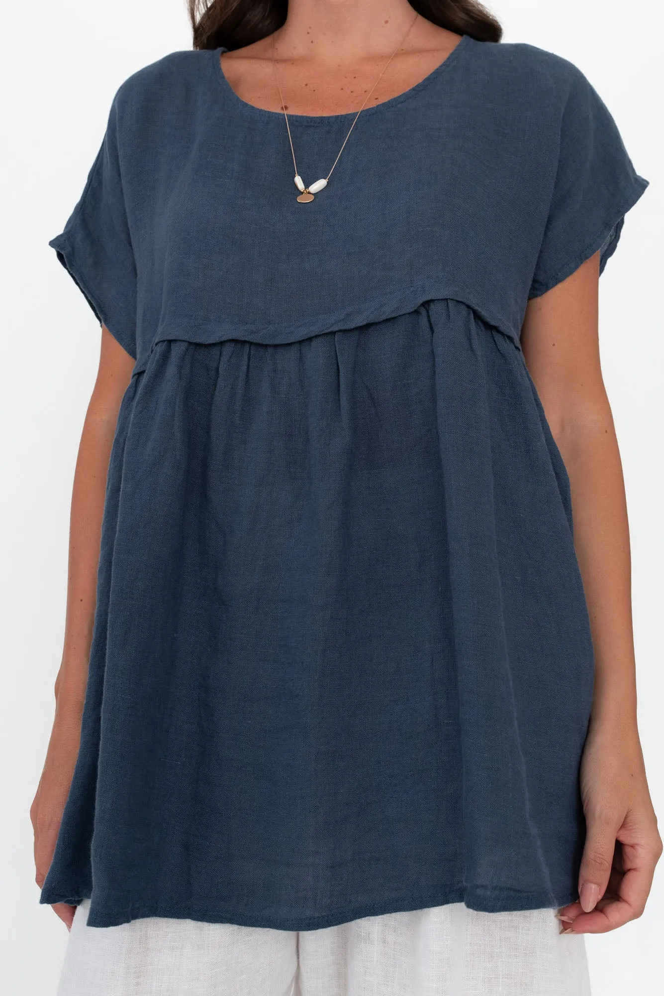Elden Washed Navy Linen Top sold by Blue Bungalow product image thumbnail 5