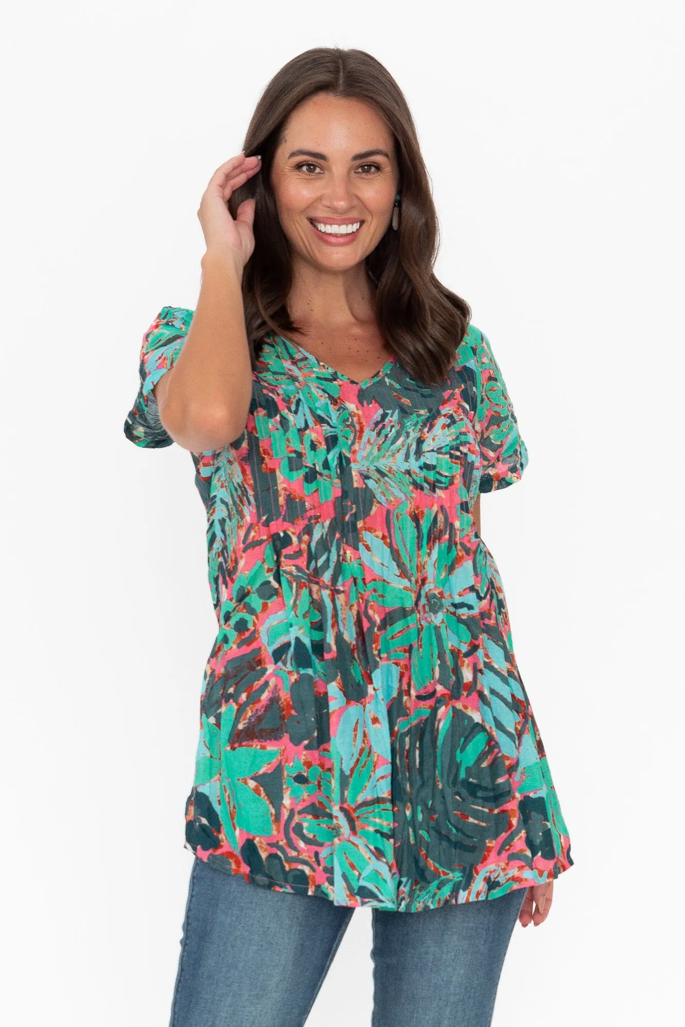 Fia Green Meadow Cotton Top sold by Blue Bungalow