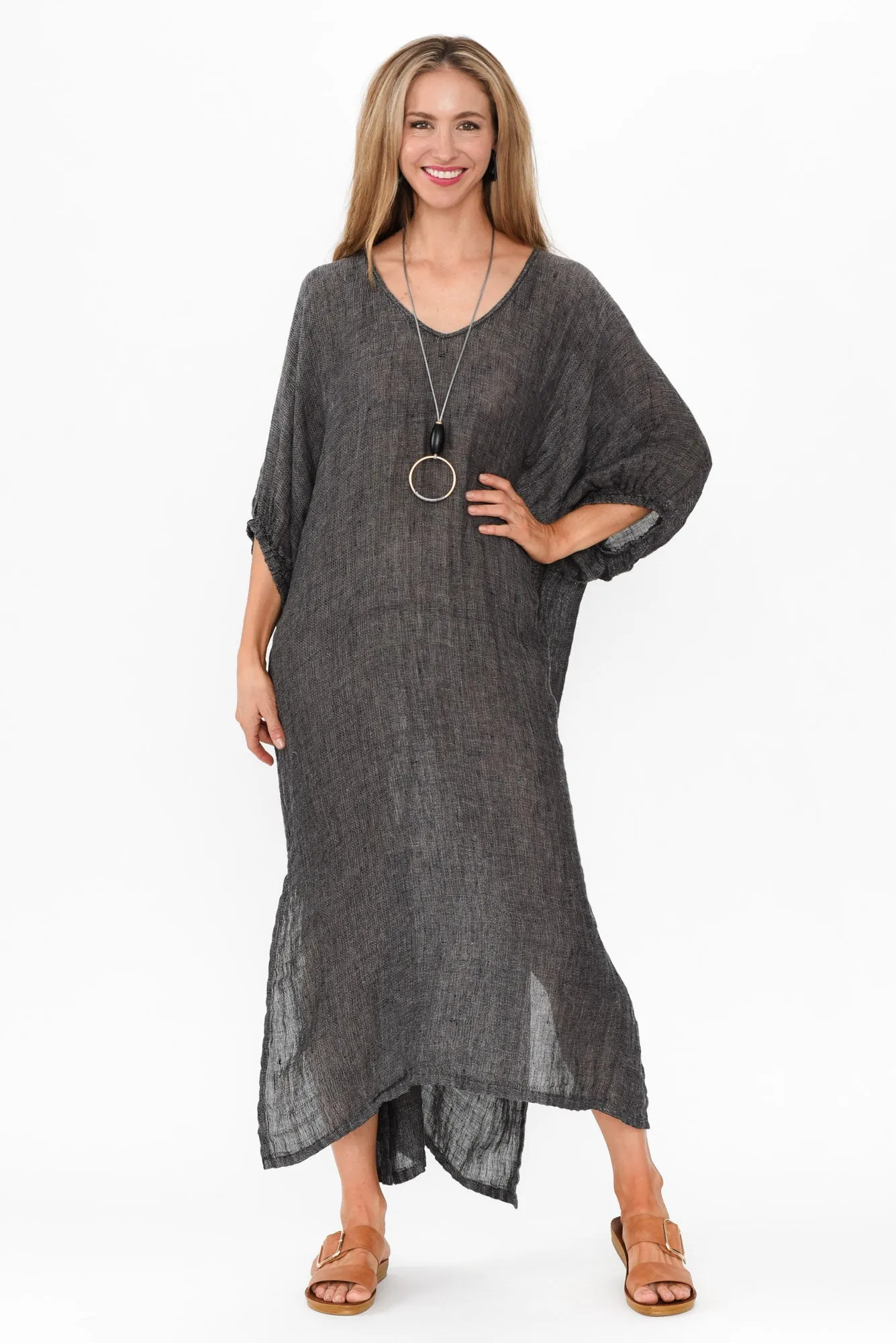 Marcel Charcoal Linen Dress sold by Blue Bungalow product image thumbnail 2