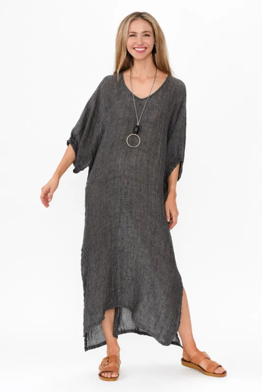 Marcel Charcoal Linen Dress sold by Blue Bungalow