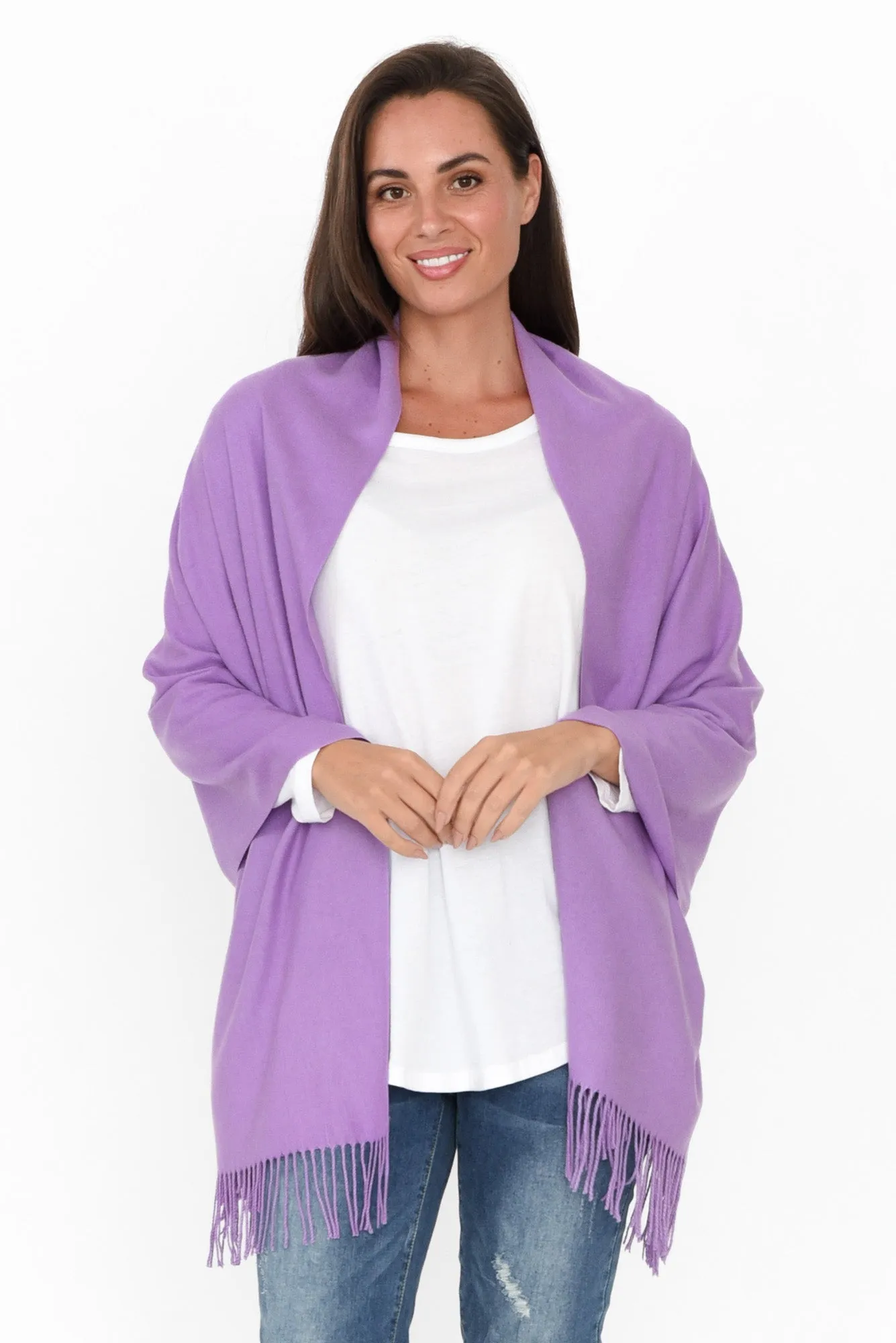 Heta Purple Cotton Pashmina Scarf sold by Blue Bungalow product image thumbnail 2