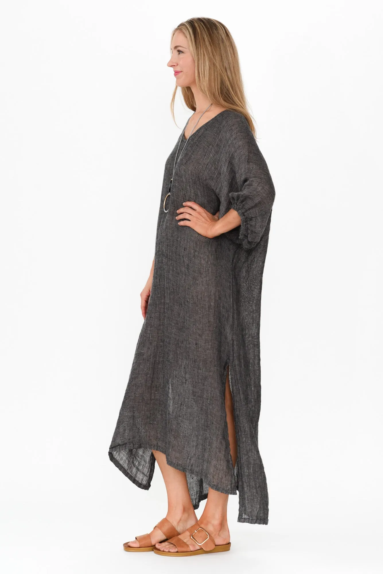 Marcel Charcoal Linen Dress sold by Blue Bungalow product image thumbnail 5