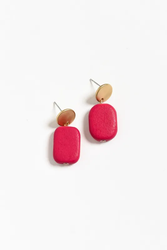 Ariel Fuchsia Rectangle Drop Earrings sold by Blue Bungalow