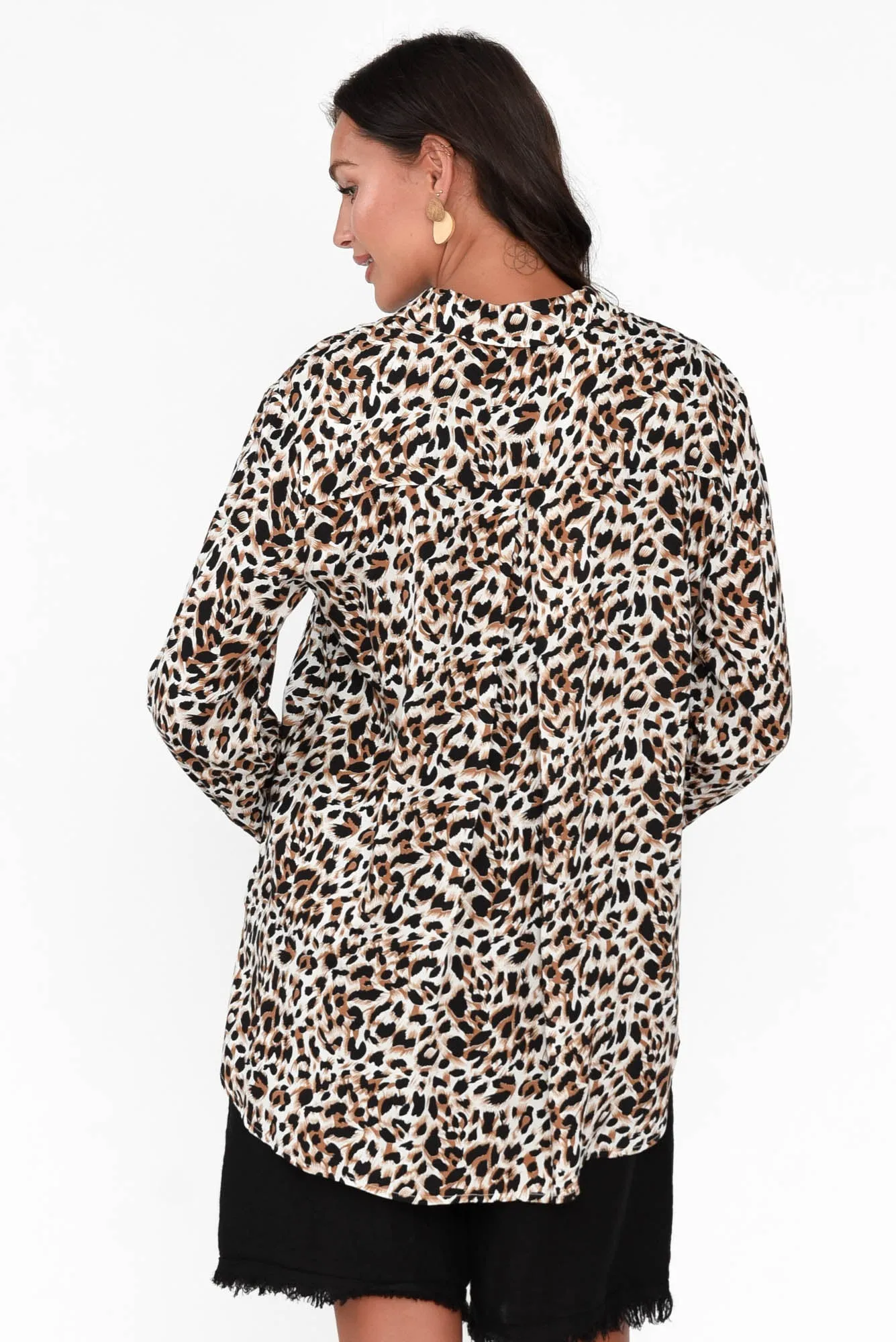 Shavonne Brown Leopard Collared Shirt sold by Blue Bungalow product image thumbnail 4