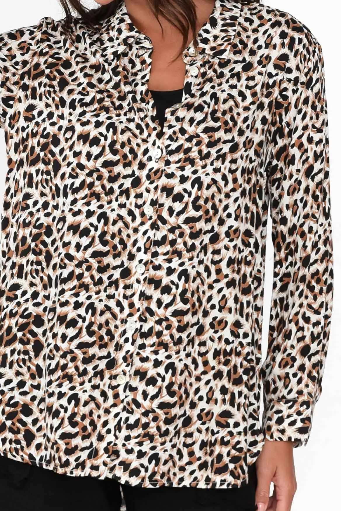 Shavonne Brown Leopard Collared Shirt sold by Blue Bungalow product image thumbnail 5