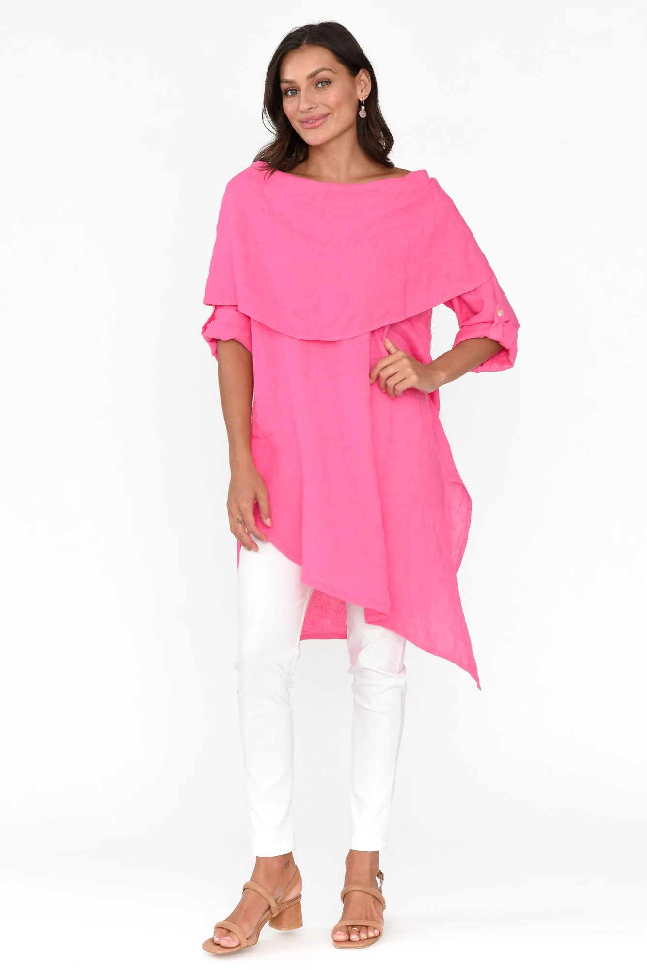 Grande Hot Pink Linen Tunic sold by Blue Bungalow product image thumbnail 5