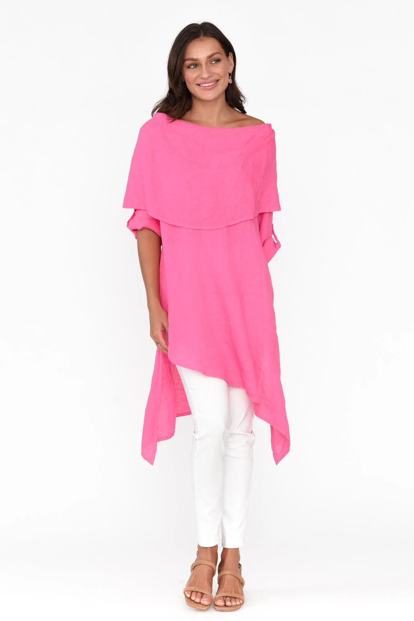 Grande Hot Pink Linen Tunic sold by Blue Bungalow product image thumbnail 2