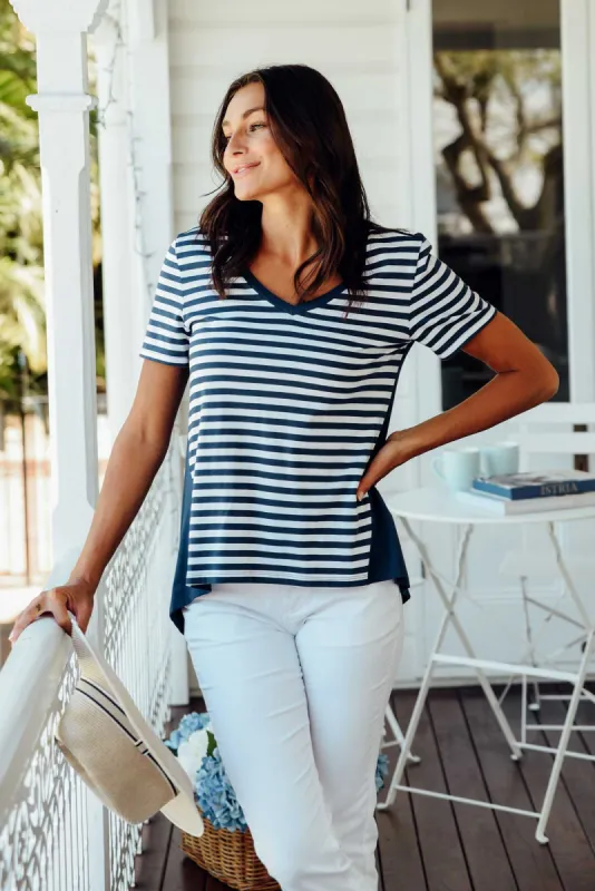 Luella Navy Stripe Cotton Tee sold by Blue Bungalow