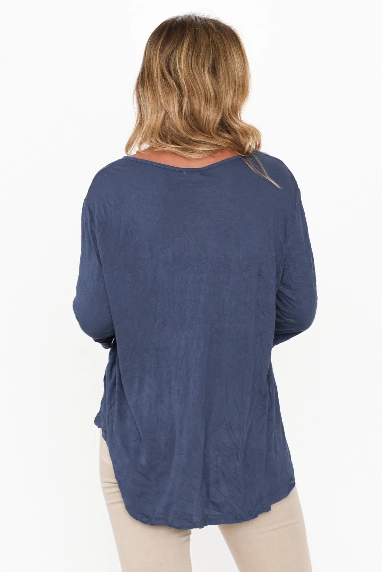 Julita Blue Crinkle Cotton Top sold by Blue Bungalow product image thumbnail 4