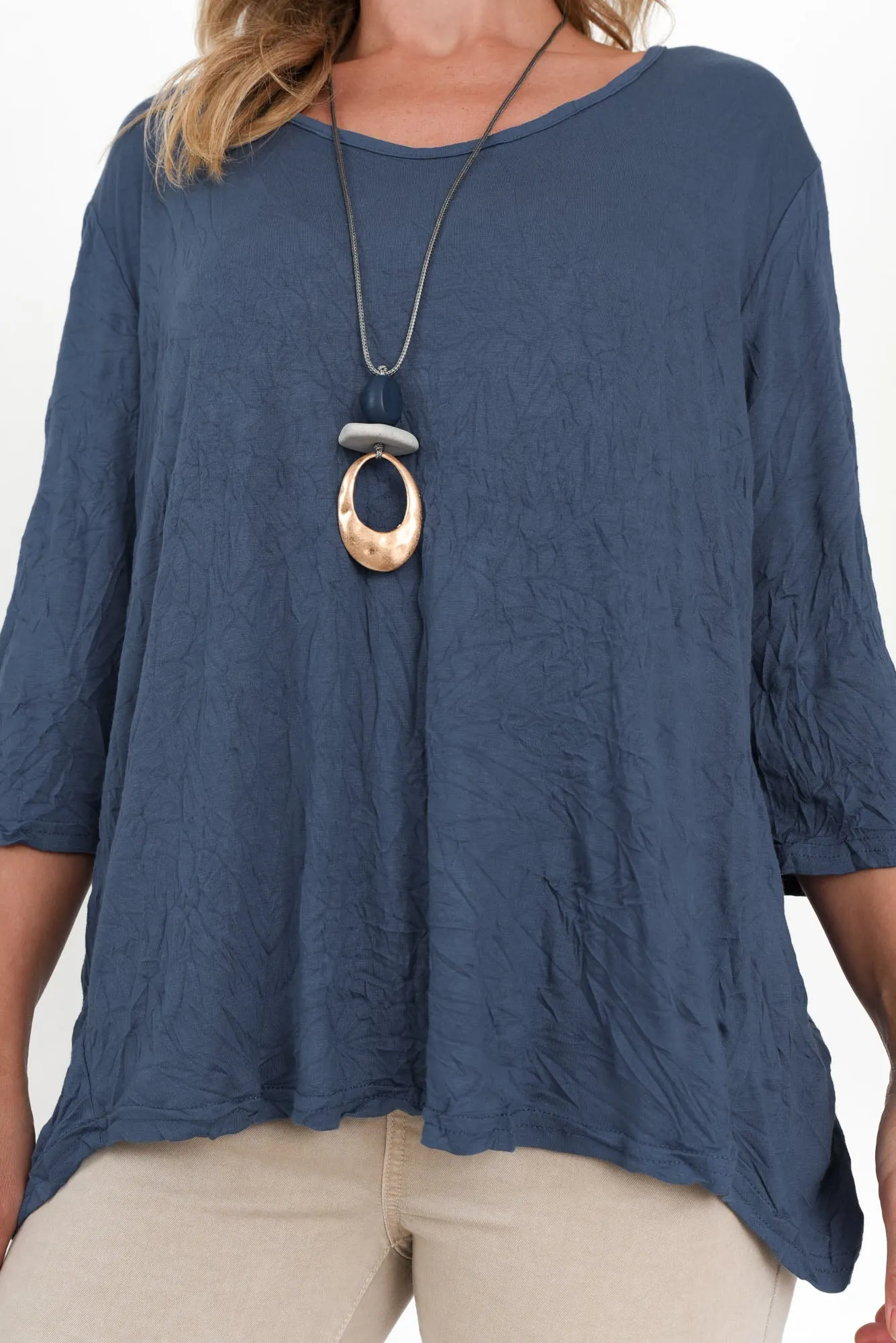 Julita Blue Crinkle Cotton Top sold by Blue Bungalow product image thumbnail 5