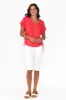 Dorian Red Linen Cotton Top sold by Blue Bungalow