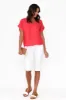 Dorian Red Linen Cotton Top sold by Blue Bungalow